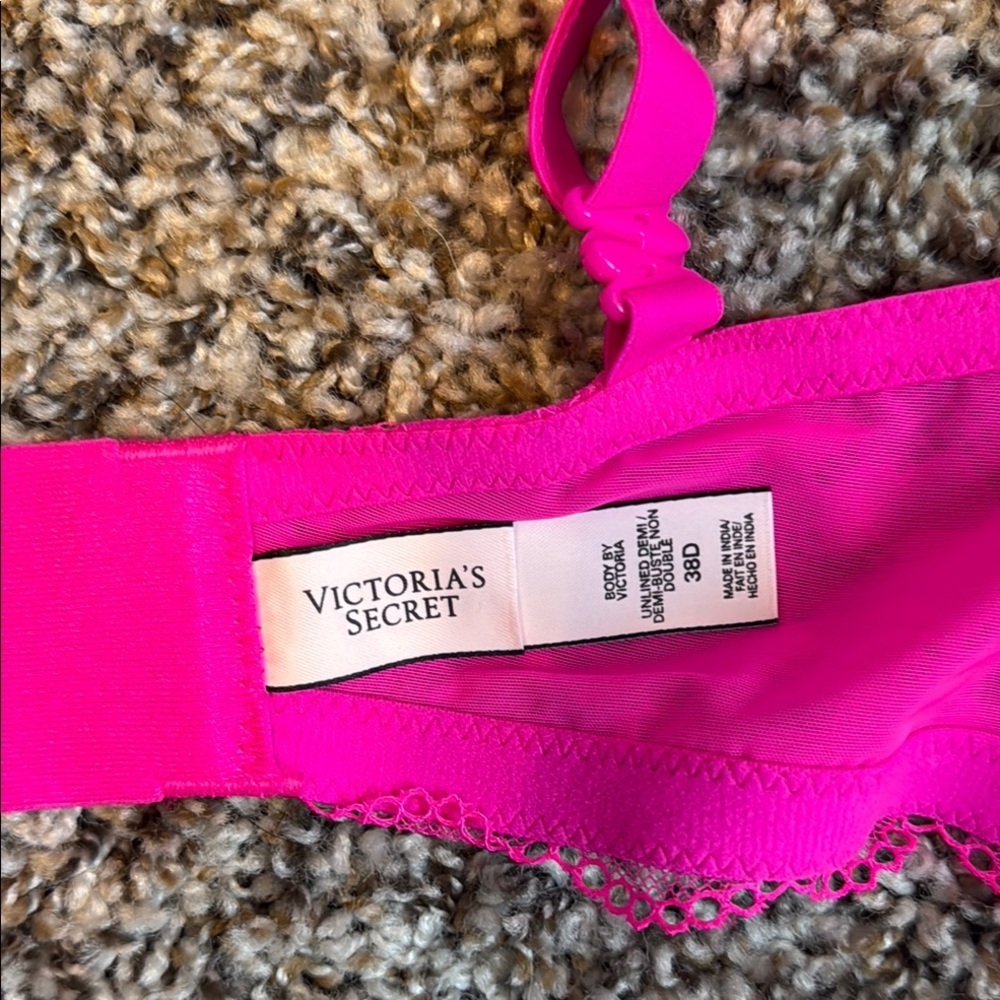 NWOT Victoria’s Secret Neon Pink Lace Underwire Bra - 38D - Picture 8 of 9